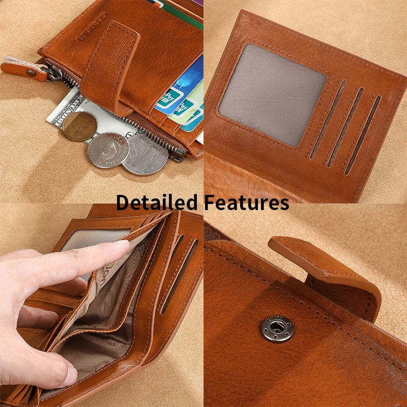 Color: Beige, Ships From: CHINA - GERUOLA Mens Buckle, Zipper, Leather Wallet, Detachable Card, Large Capacity, Multi-functional Coin Pocket