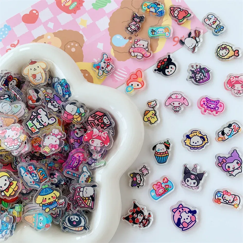 Color: WHITE, Size: 12" - 2cm 100g Sanrio Kuromi Hello Kitty Crayon Shin-chan Anime Collection Acrylic Pendant DIY Accessory Keychain PP Clip Patch