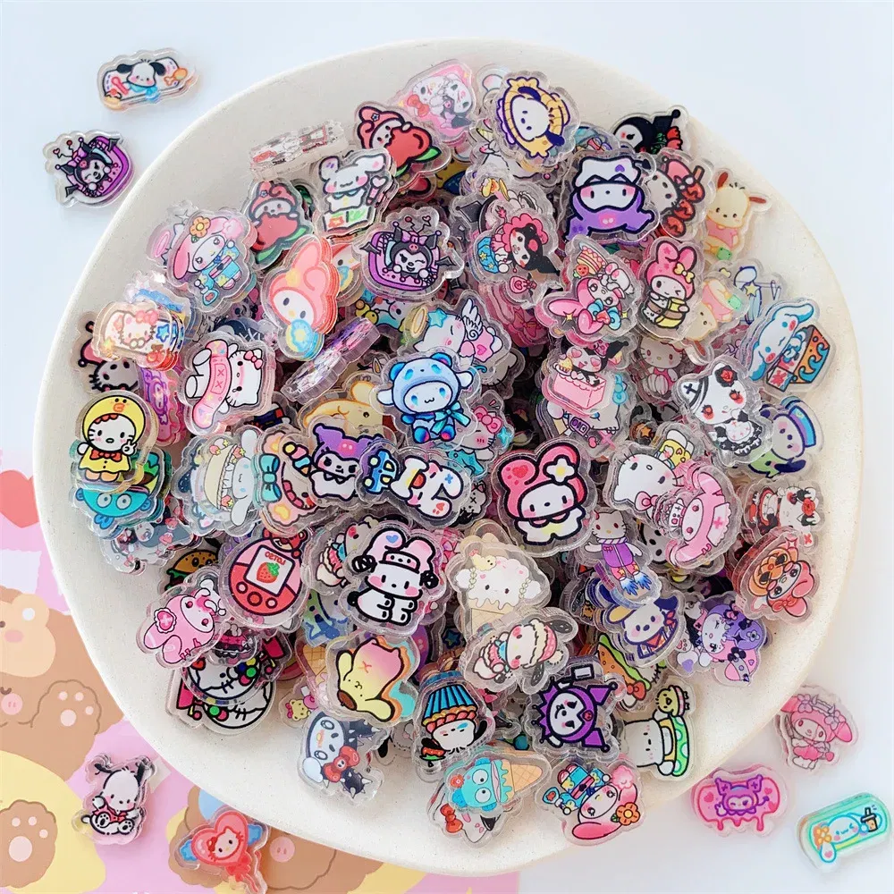 Color: WHITE, Size: 12" - 2cm 100g Sanrio Kuromi Hello Kitty Crayon Shin-chan Anime Collection Acrylic Pendant DIY Accessory Keychain PP Clip Patch