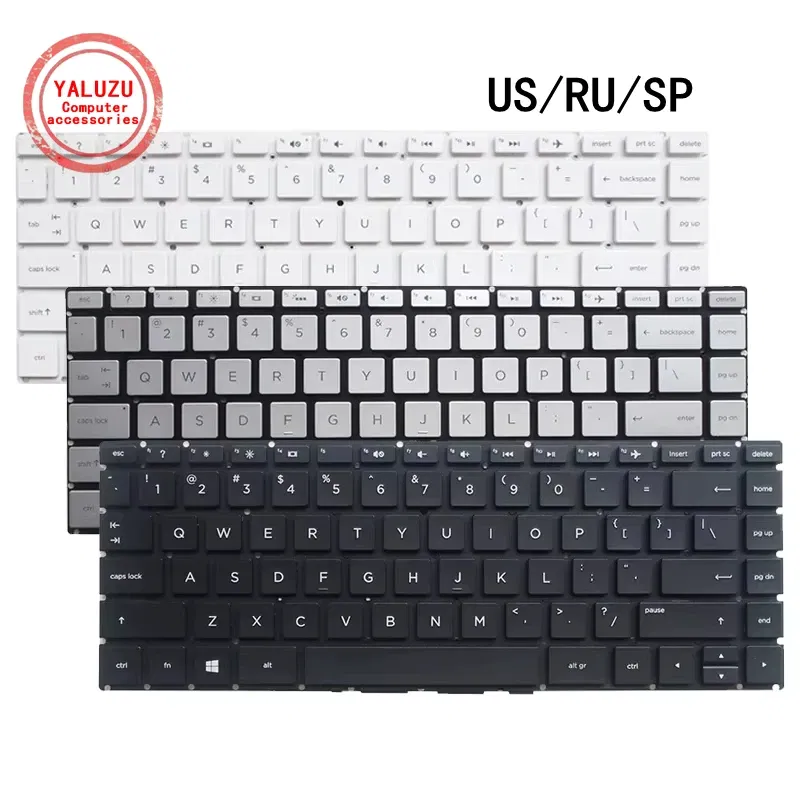 Color: Yellow - US/RU/SP Laptop Keyboard For HP 14-BA 14-BD 14-BF 14-BS 14-BP 14-BK 14-BW 14-CB 14-CF 14-DK 14-DP 14S-CR 14S-CF 14S-DP 14M-BA