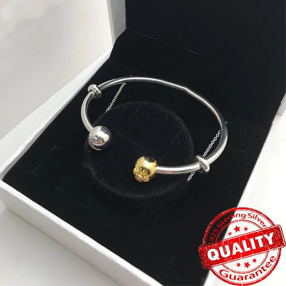 Gem Color: Black, Metal Color: Rhodium Plated - Luxury 925 Sterling Silver Sun & Moon Open Bangle Women Cuff Bracelet For Gold DIY Charm Jewelry Set Accessories Gift Making