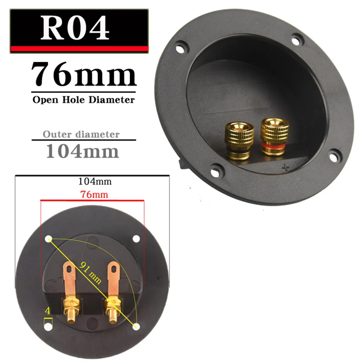 Color: Silver, Bundle: Bundle 3 - HIFIDIY LIVE Square circle (Install Hole 49-76) speaker junction Box  Terminal Shell 2 copper Binding Post Wire Cable Connector