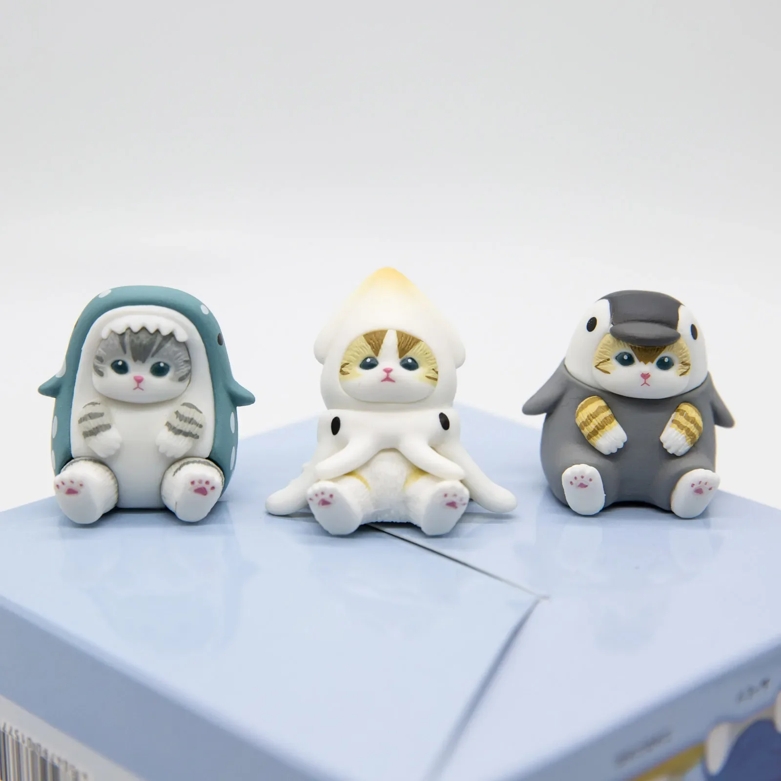 Color: GRAY - Mofusand Cats Wearing Marine Organism Clothes Blind Box Cute Action Figures Octopus Penguin Otter Table Ornaments Kids Gifts