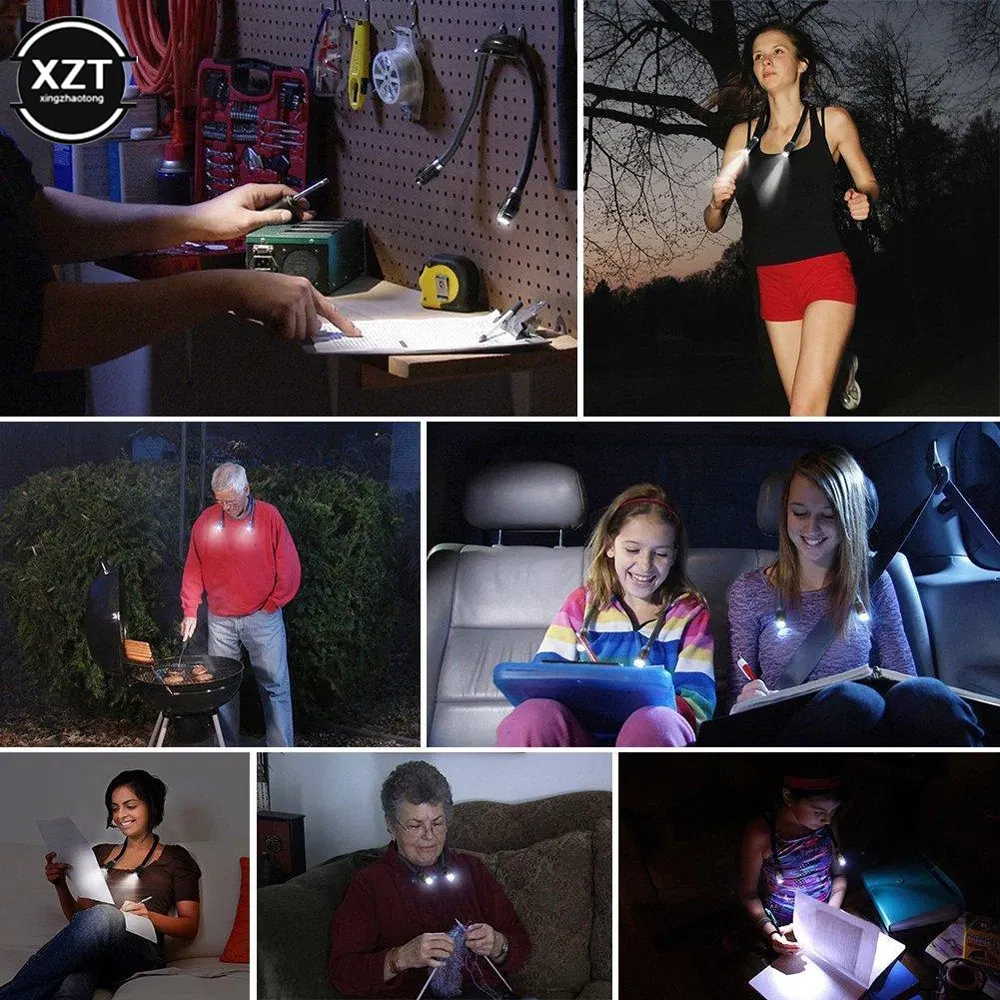 Emitting Color: Yellow - Flexible Neck Hug Book Light LED Neck Night Handsfree Led Neck Light Hug Reading Lamp Novelty Led Night Camping Light Flashlight
