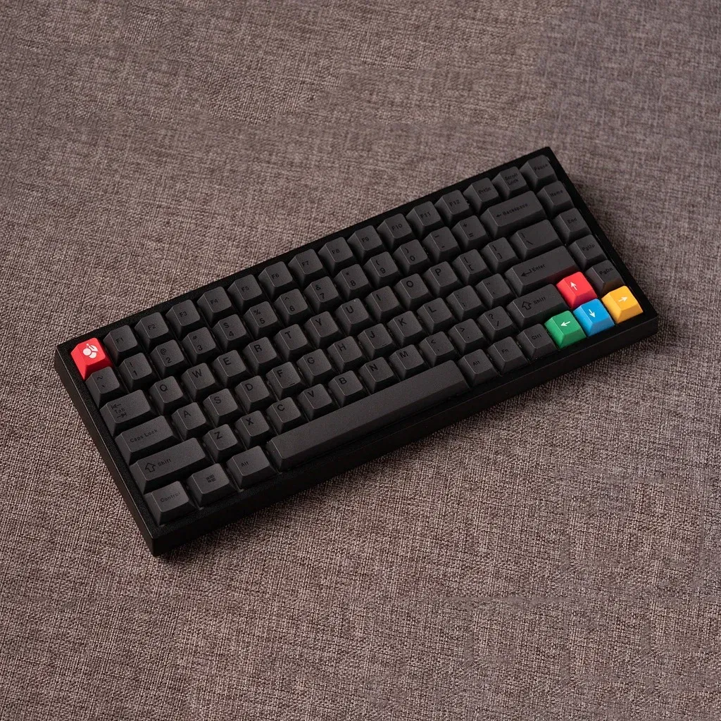Color: black - Minimalist Black keycaps PBT cherry profile  61/71/64/68/84/96/980/87/104 keycap set