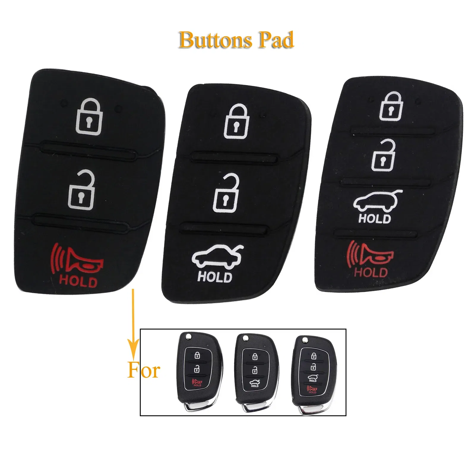 Number of Buttons: 4 Buttons - jingyuqin 3/4 Buttons Silicone Car Key Cover Case Rubber Padbutton For Hyundai I30 i35 iX20 Solaris Verna