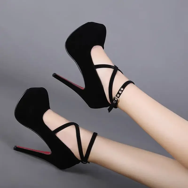 Color: Beige, Shoe Size: 42 - Sexy Classic High Heels Women's Sandals Summer Shoes Ladies Strappy Pumps Platform Heels Woman Ankle Strap Shoes Sizes 34-42