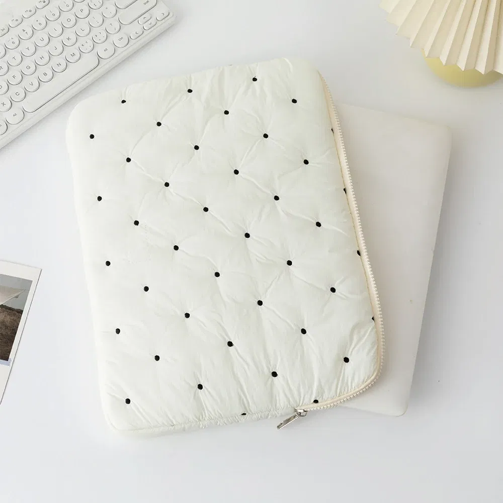 Color: Beige, Size: 15.6-inch - Laptop bag for macbook air 13 case 13-14 Inch puffy notebook pouch 15-16Inch Cute laptop sleeve 9-11 Inch Tablet Sleeve girl bag