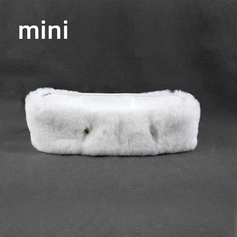 Color: Silver - New  Autumn winter obag  Faux Rex Rabbit fur zipper up furry Trim  Inner pocket for Classic Mini O bag Accesorios
