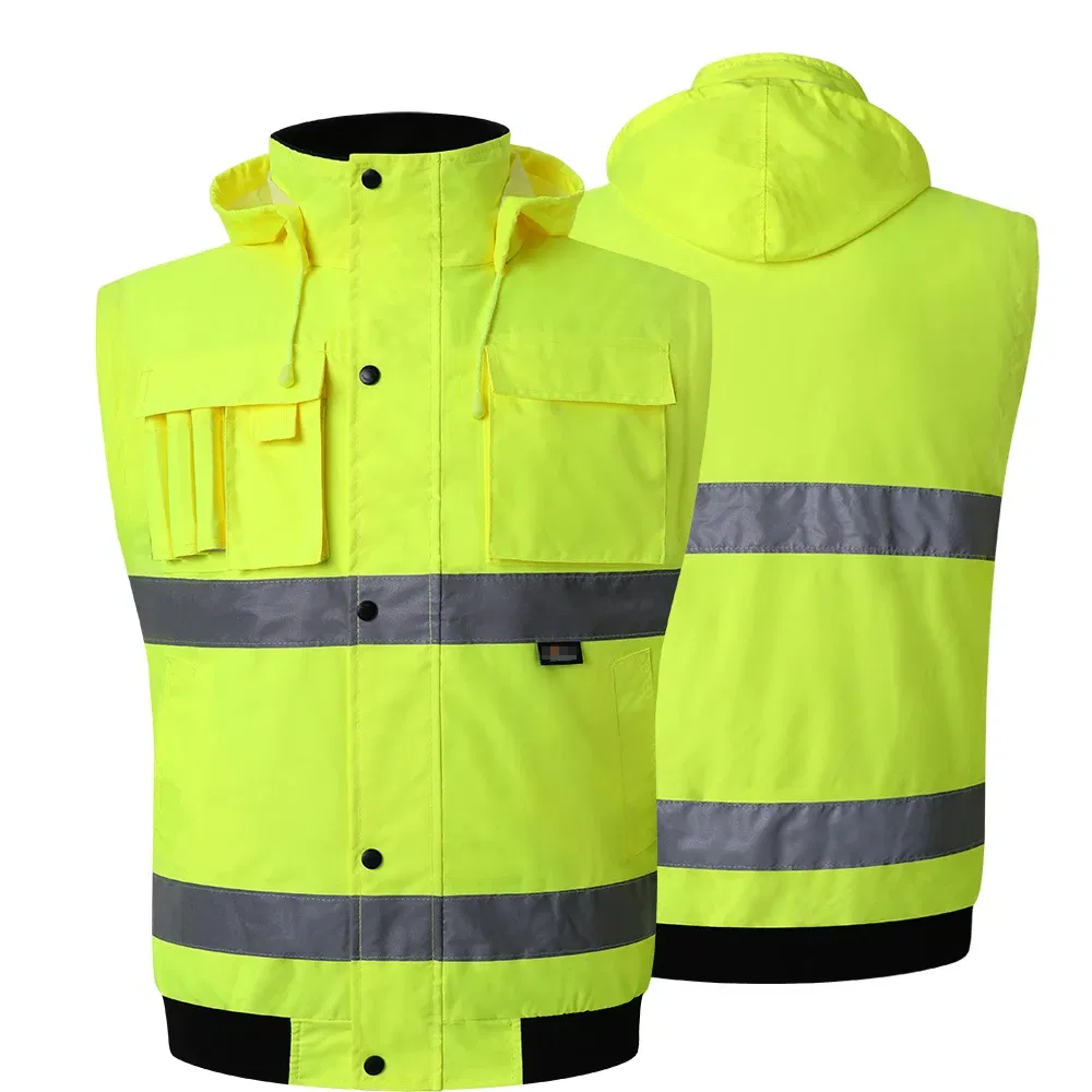 Color: Yellow, Size: XXXL - High Visibility Parka Windproof Jacket Waterproof Parka Men's Work Reflective Parka