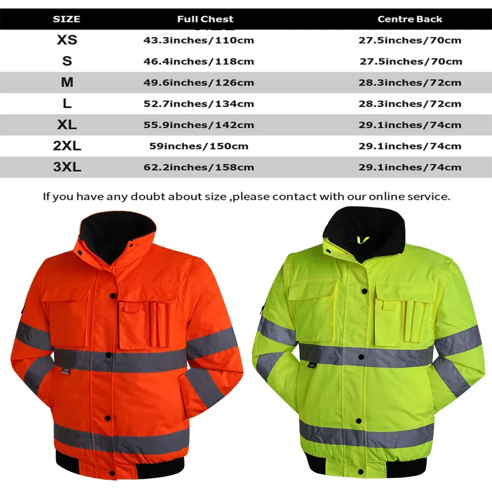 Color: Yellow, Size: XXXL - High Visibility Parka Windproof Jacket Waterproof Parka Men's Work Reflective Parka
