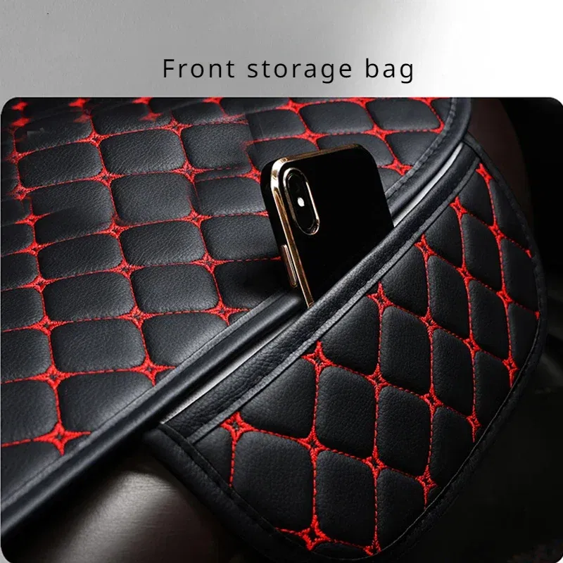 Color Name: CRIMSON - Car Seat Cover PU Leather Universal Seat Cushion Minimalism Auto Chair Protective Cover Auto Protector Pad with Storage Pocket