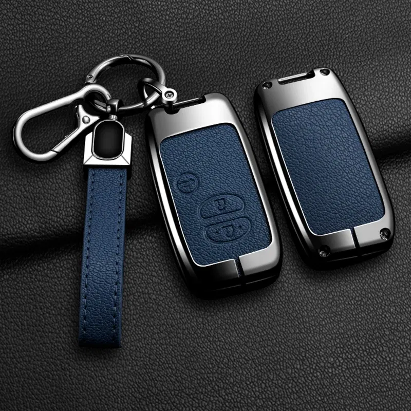 Color Name: Blue - Alloy Car Key Case Cover Shell Fob For Toyota Prius 30 Alpha Aqua Land Cruiser Auris For Lexus LC 200 2012 - 2014 Parts Keychain
