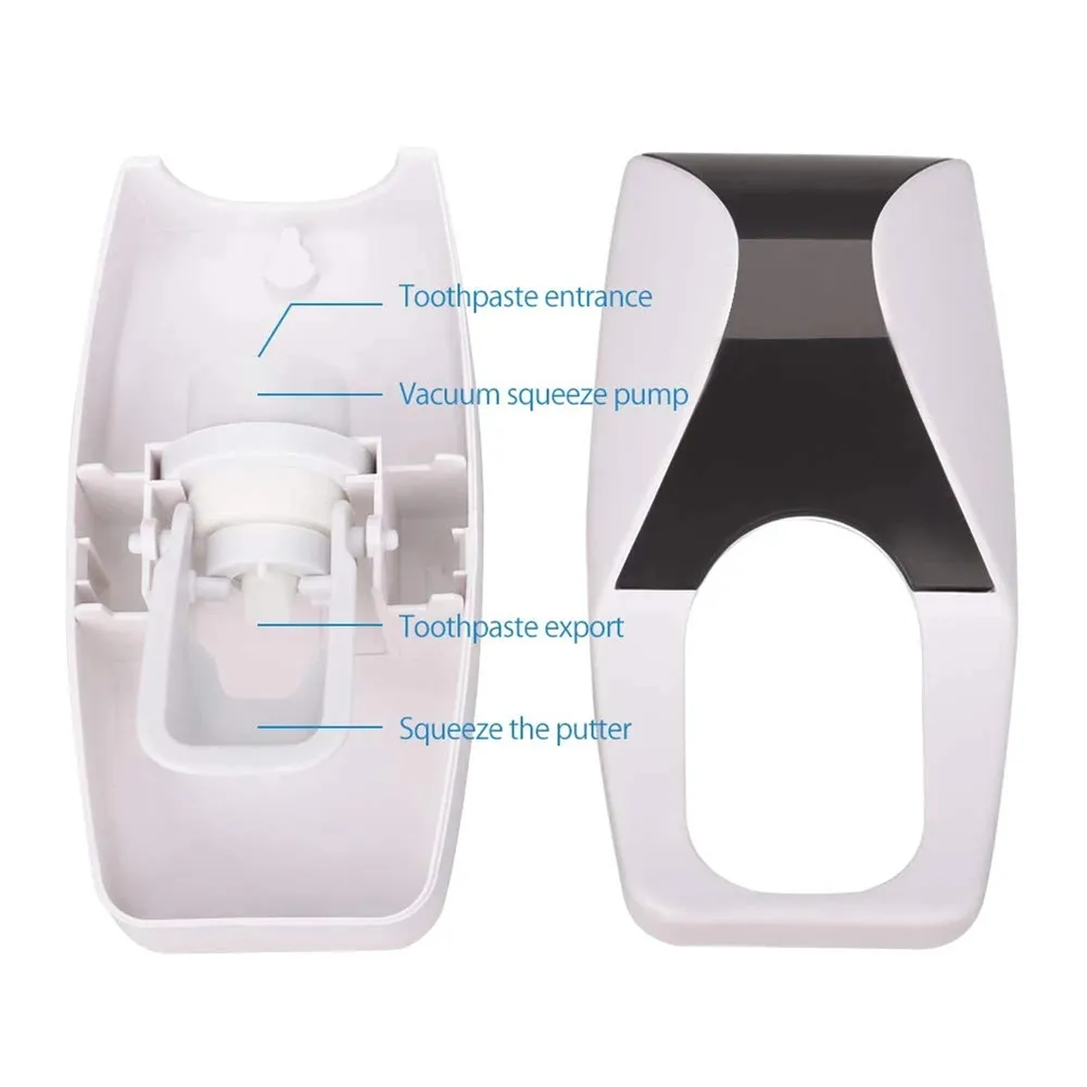 Color: Pink, Ships From: CHINA - Toothbrush Holder Automatic Toothpaste Dispenser Set Dustproof Sticky Suction Wall Mounted Toothpaste Squeezer Bathroom Holder