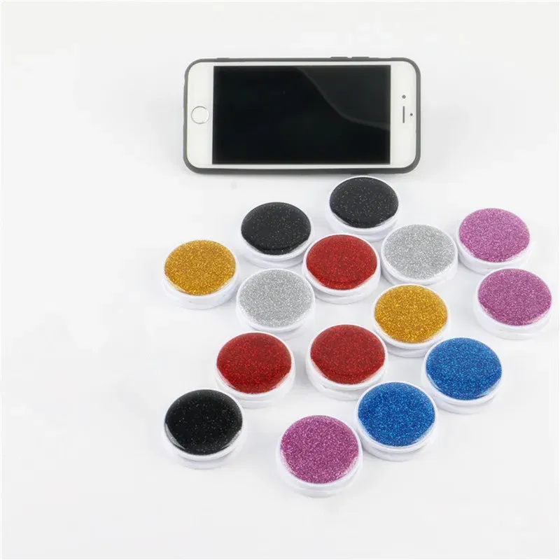 Color: WHITE - 1pcs Cell Phone Bracket Houder Universal Quicksand Glitter Expanding Smartphone Holder Grip Stand For iPhone X XS 8 7 6 Plus