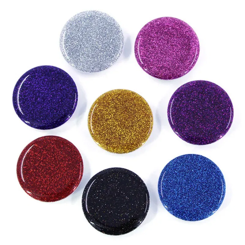 Color: WHITE - 1pcs Cell Phone Bracket Houder Universal Quicksand Glitter Expanding Smartphone Holder Grip Stand For iPhone X XS 8 7 6 Plus