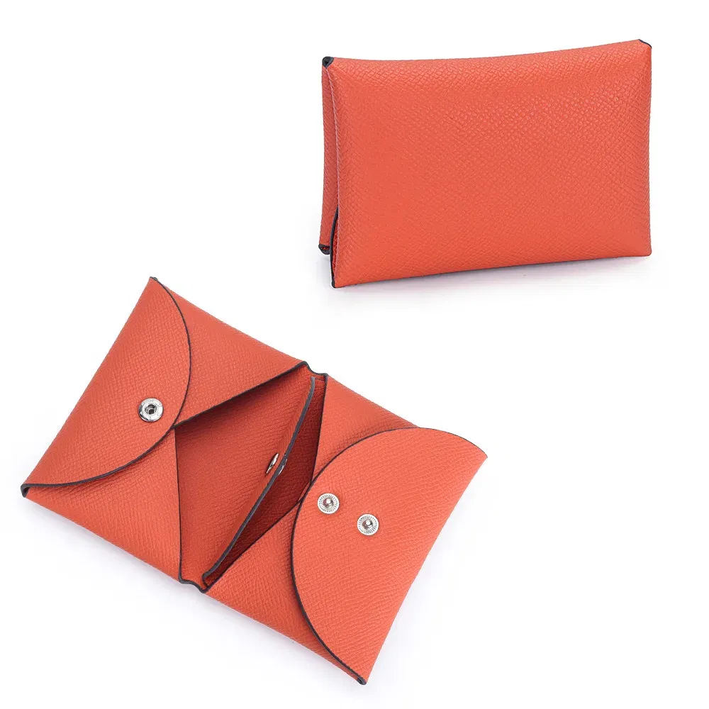 Color: Blue - Genuine Leather Coin Pouch Change Holder Mini Snap Pocket Wallet for Men Women Luxury Designer Credit Card Holder Coin Purses