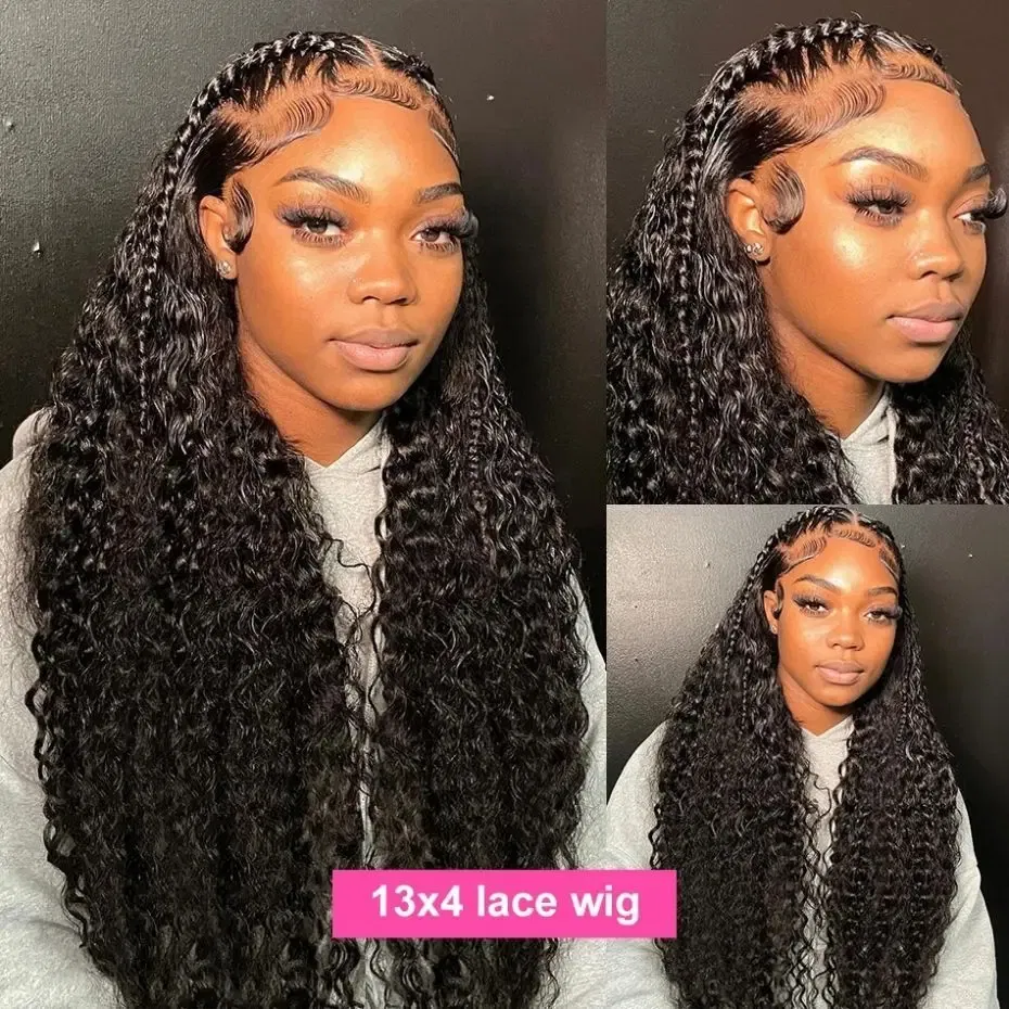 Color: Natural Color, Ships From: CHINA, Stretched Length: 20inches, Density: 150% - 13x4 13x6 Deep Wave HD Lace Front Wigs for Women Pre Plucked Brazilian 4x4 Lace Closure Human Hair Wig Curly Lace Frontal Wigs