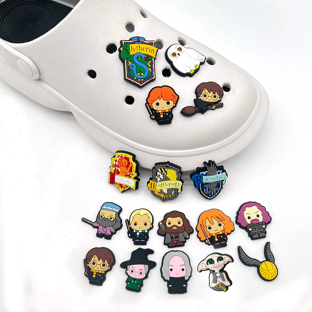 Color: Orange - 10-61PCS Wizarding Academy Film Good Quality Shoes Charms DIY PVC Shoe bag Accessories Forenthusiasts Wristband Kids Party Gifts