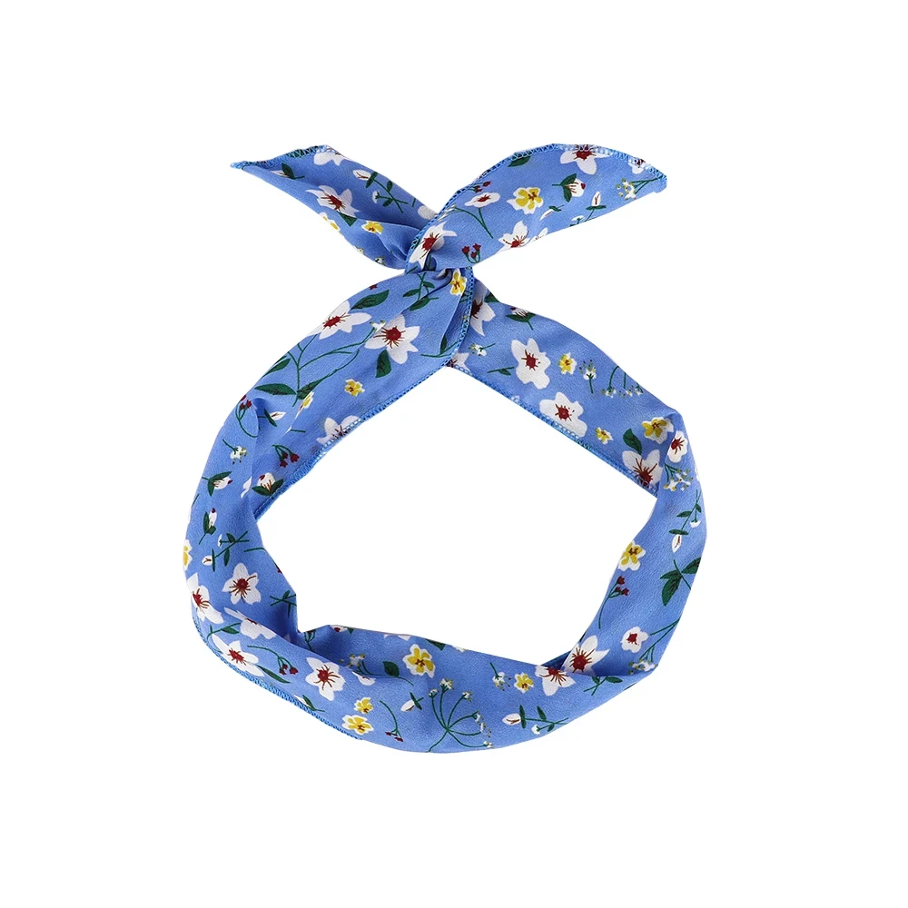 Color: Pink, Ships From: CN - Bunny Ears With Iron Wire Headband Printed Fabric Women Girls Scrunchies Hairband Hair Band Holder Accessories Headdress