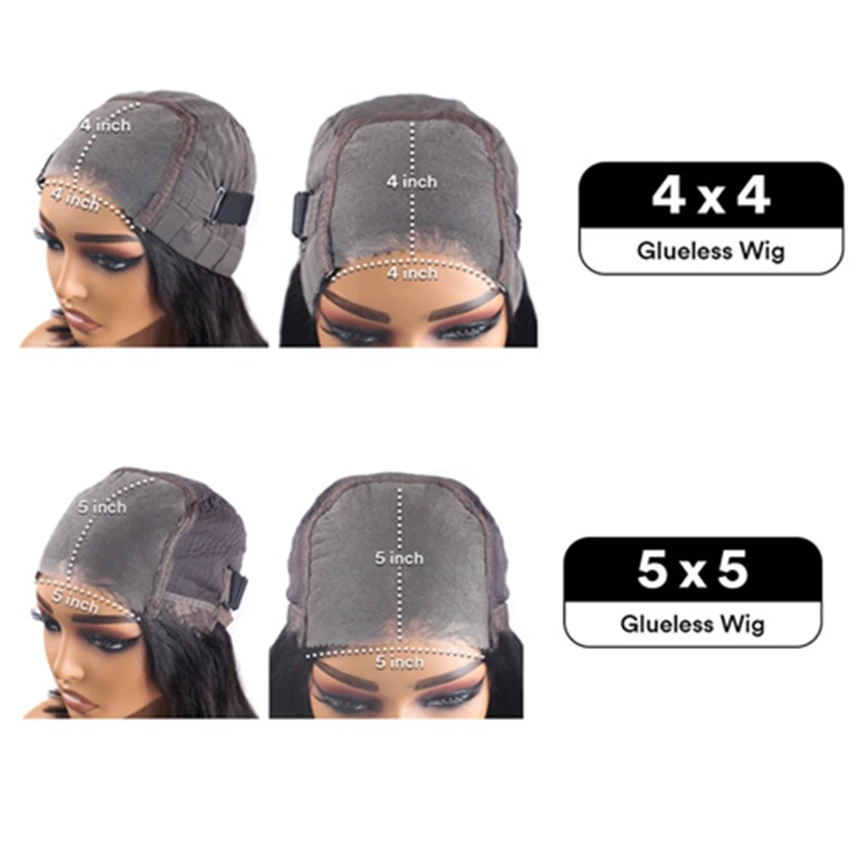 Hair Color: #1B, Density: 200%, Ships From: CHINA, Stretched Length: 22INCHES - Glueless Wear and Go Bone Straight Lace Front Wigs 4x4 5x5 Pre-Cut Lace Wig Human Hair Ready To Wear Lace Closure Wig For Women