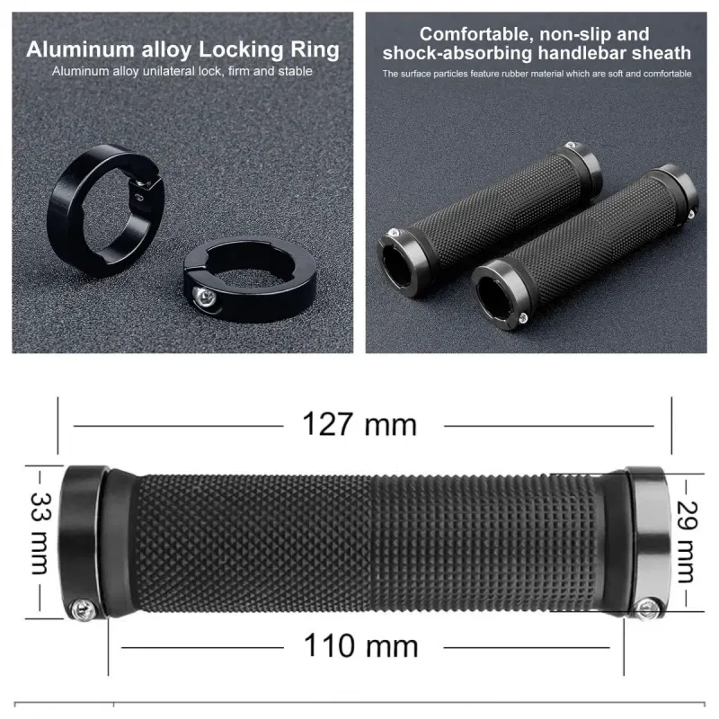 Color: Red - Bicycle Rubber Grips Alloy Lock Non-Slip Rubber Bicycle Handlebar Grips Double Aluminum Lock on Locking Bicycle Handlebar Grips
