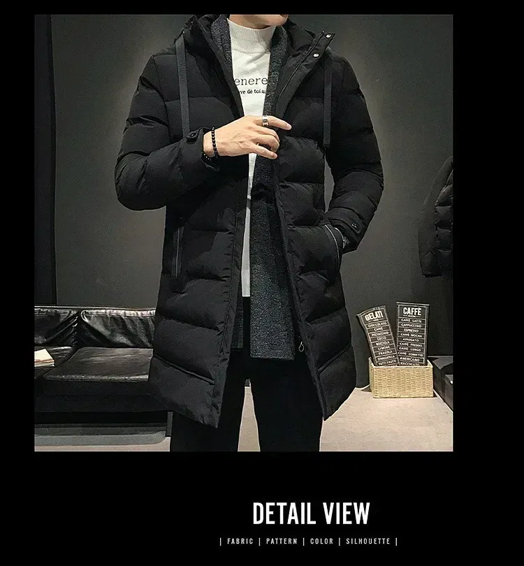 Color: Blue, Size: XXL - Men Long Down Jackets Winter Coats Chaquetas Hooded Casual Winter Parkas High Quality Male Green Warm Parkas Coats Size 8XL