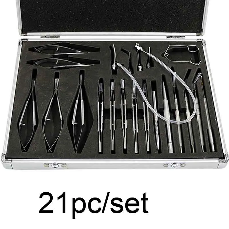 Color: Rose Red - Ophthalmic microsurgical instrument set 21 sets stainless steel titanium alloy microsurgical instrument set