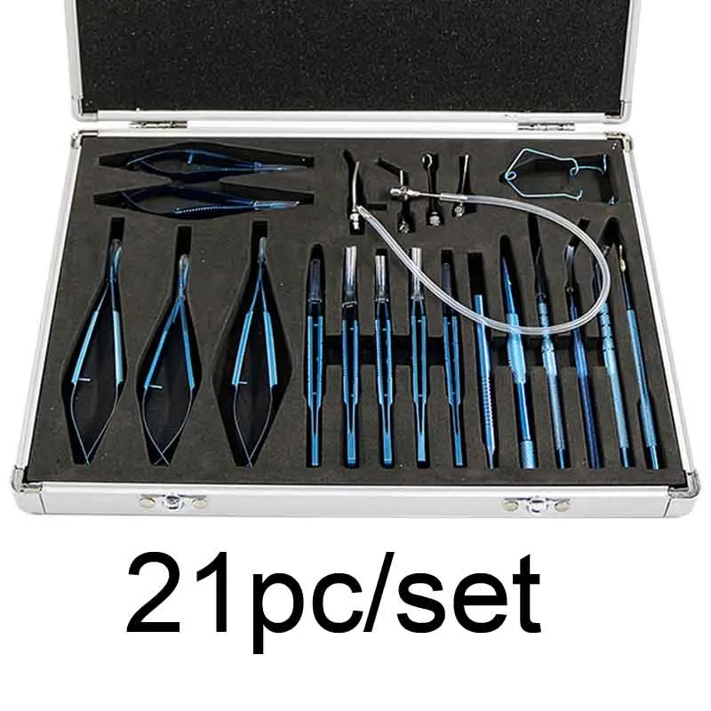 Color: Rose Red - Ophthalmic microsurgical instrument set 21 sets stainless steel titanium alloy microsurgical instrument set