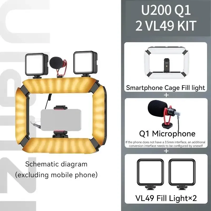 Color: black, Ships From: CHINA - New! Ulanzi U200 U-200 Smartphone Video Rig LED Video Light 2 in 1 Ring Light Cold Shoe for Microphone Tiktok Youtube Live Rig