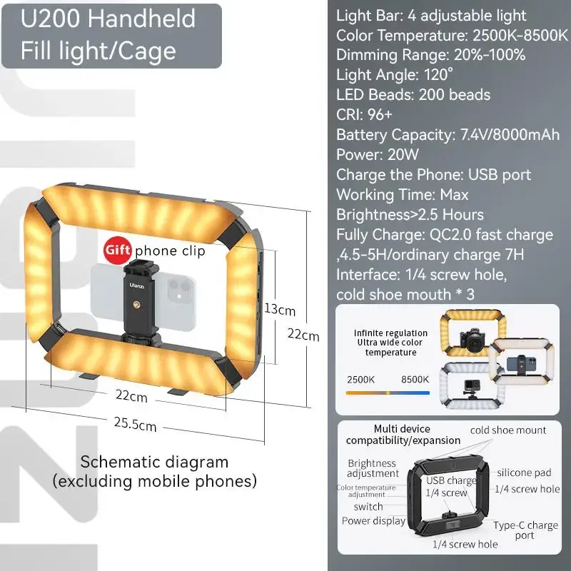Color: black, Ships From: CHINA - New! Ulanzi U200 U-200 Smartphone Video Rig LED Video Light 2 in 1 Ring Light Cold Shoe for Microphone Tiktok Youtube Live Rig