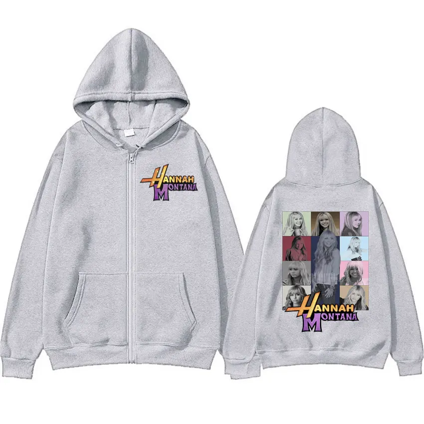 Color: black, Size: XXL - New Hannah Montana Logo Zipper Hoodie Miley Cyrus The Eras Tour Men Women Jacket Sweatshirt Fashion Aesthetic Trend Zip Up Hoody