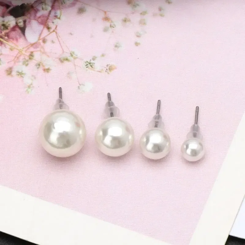 Metal Color: Gold-color - 12 Pairs Shining Simulated Pearl Hypoallergenic Stud Earrings Jewelry Women