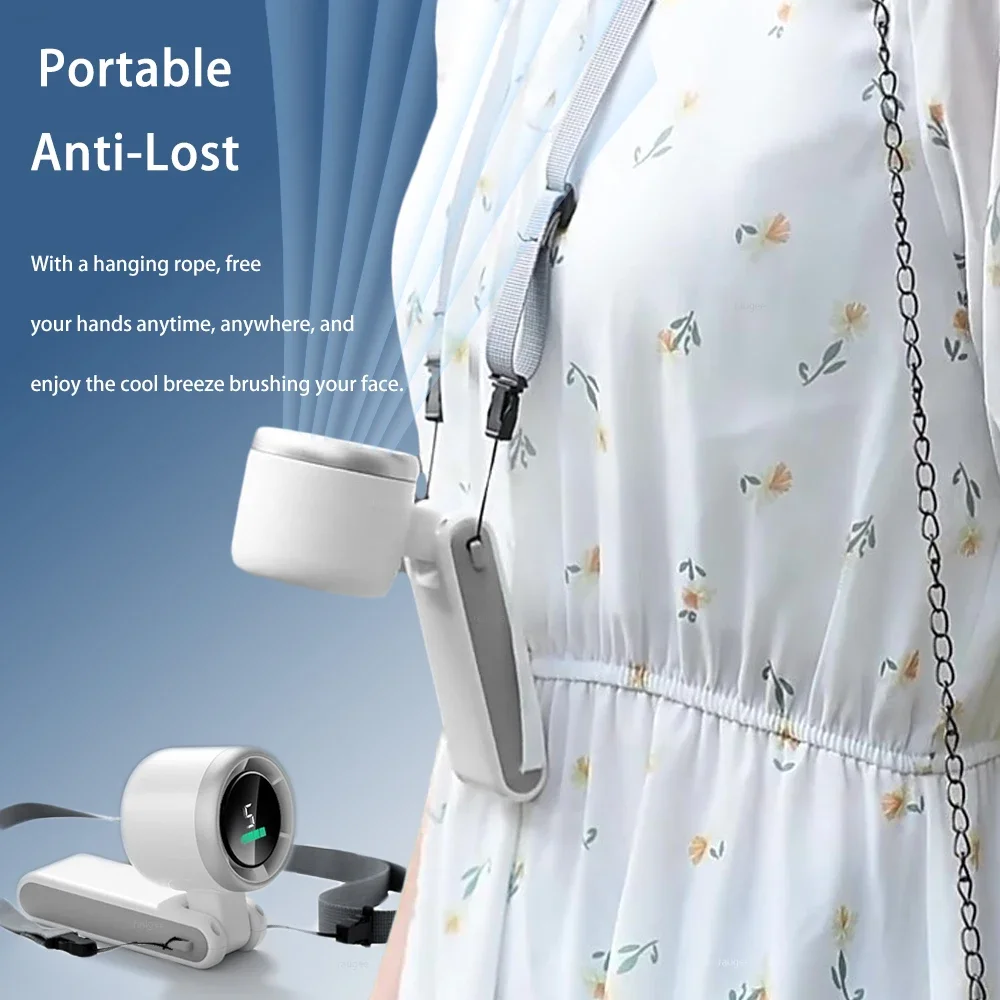 Color Name: WHITE - Portable Mini Handheld Fan - 5-Speed Turbo USB Rechargeable, Foldable Bladeless Pocket Fan with Large Battery for Outdoor/Travel