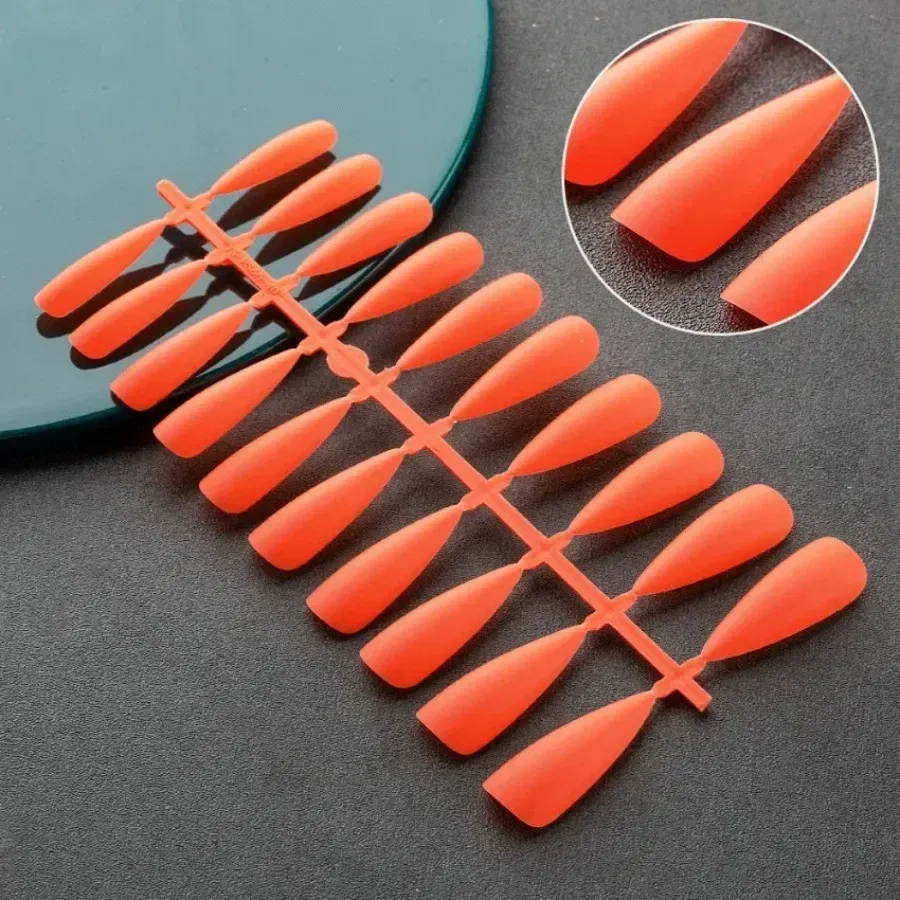 Color: Blue - Matte False Nails 24PCS  Head Frosted Press Glue on Fake Nail Tips Ballet Detachable Full Cover Artificial Fingernails