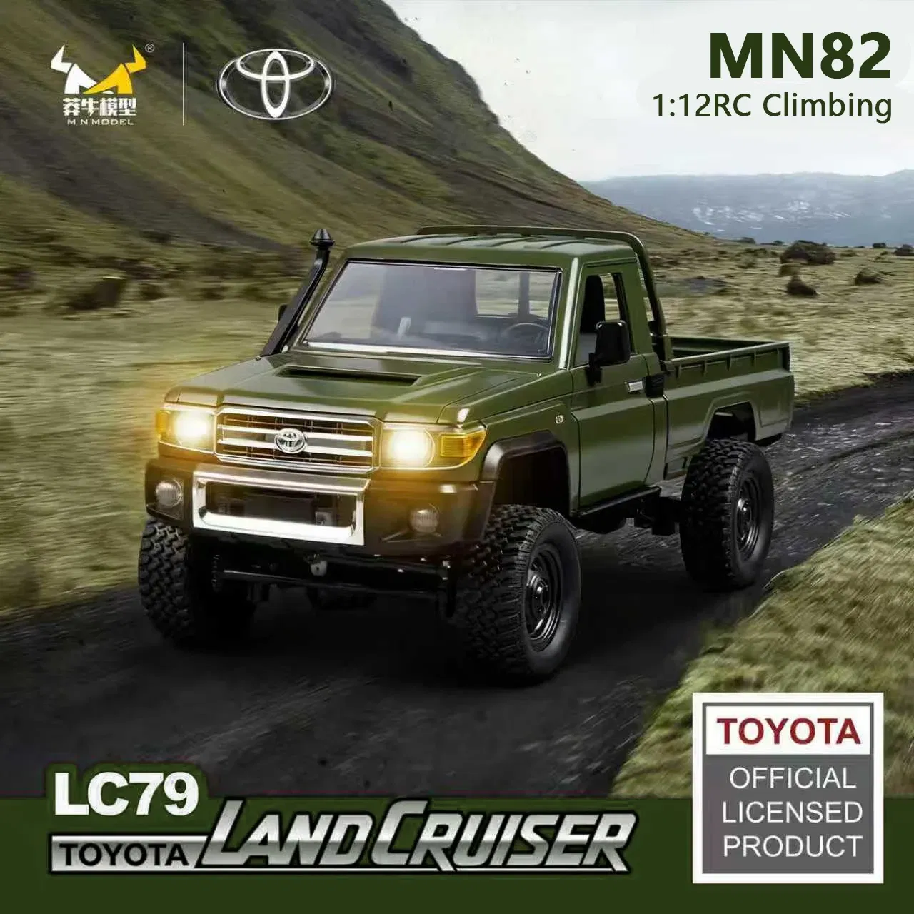 Color: Fluorescent Green - MN MODEL 1/12 4x4 2.4G Remote Control Climbing Car Professional LC79 Truck Off-road Vehicle Rock Crawler All Terrain Pickup Toy