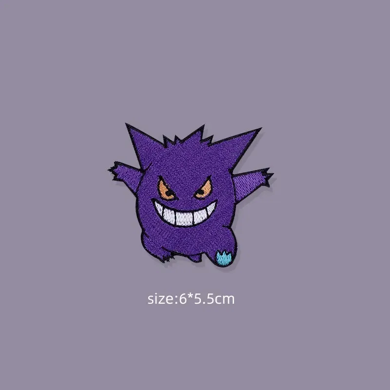 Color: WHITE - Original Pokemon 3 style Gengar Patch DIY Badge Cloth Patch Embroidery Clothing bag sticker Down Jacket Denim Xmas Gift