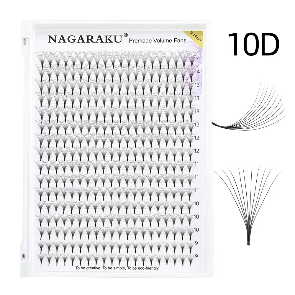 Color: BLACK & RED, Curl: D, Thickness: 0.07mm, Length: MIX - NAGARAKU Sharp Narrow Stem Premade Fans Eyelash Extension 5D 6D 10D Thin Pointy Base Russian Fans Ready Russian Volume