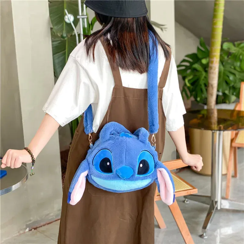 Color: Blue - Disney Lilo & Stitch Plush Toys Kawaii Tigger Winnie The Pooh Anime Stuffed Toys Children Cartoon Plushie Soft Girls Plush Bag