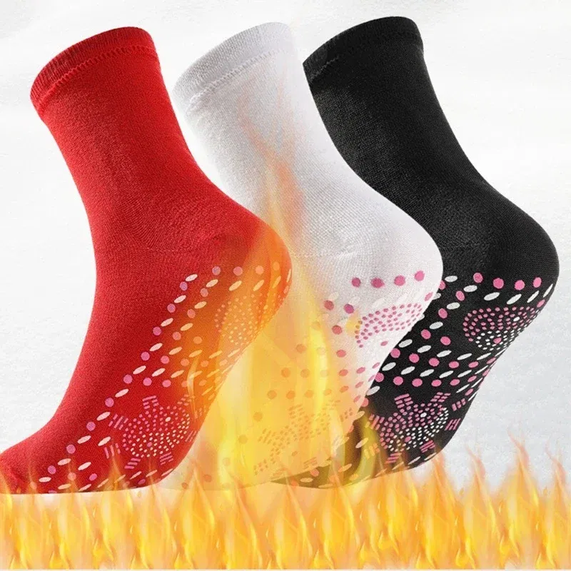 Color: Fuchsia - 1/5pairs Tourmaline Self-Heating Socks Winter Warm Thermal Health Care Socks Slimming Health Short Sock Magnetic Therapy Sock