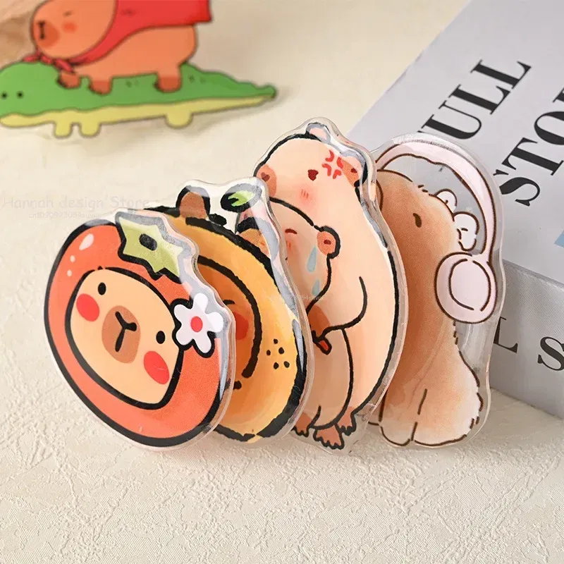 Color: Pink - Korean Cute Capibara Kapibara Griptok Guinea Pig Phone Holder Flower Grip Tok Stand Bracket Universal Support For iPhone Samsung