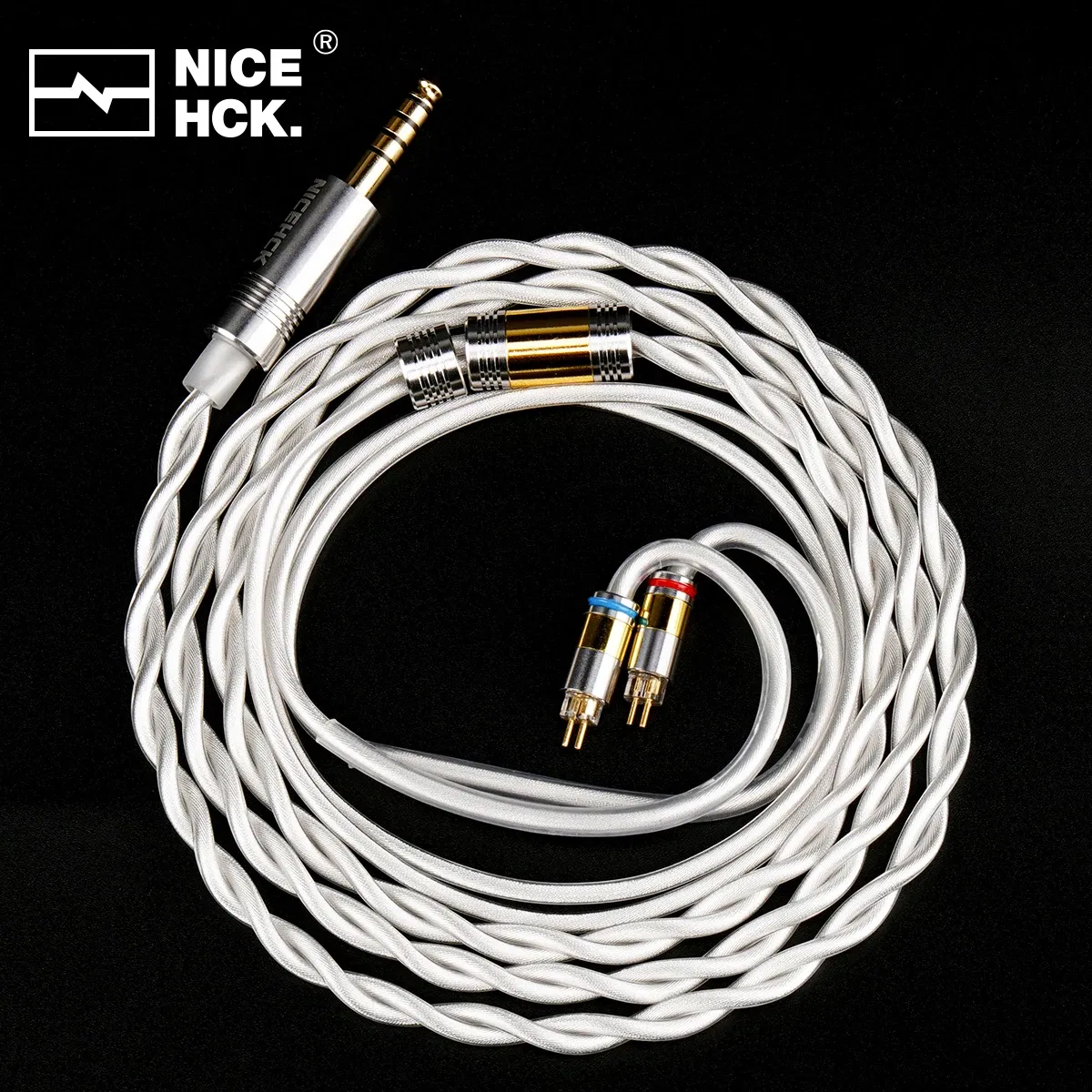 Color: MULTICOLOR - NiceHCK SnowCat HiFi Cable 6N OCC+6N Silver Plated OCC Earphone Wire 3.5/2.5/4.4 MMCX/2Pin/QDC for Kima Galileo Aria FH11 HOLA