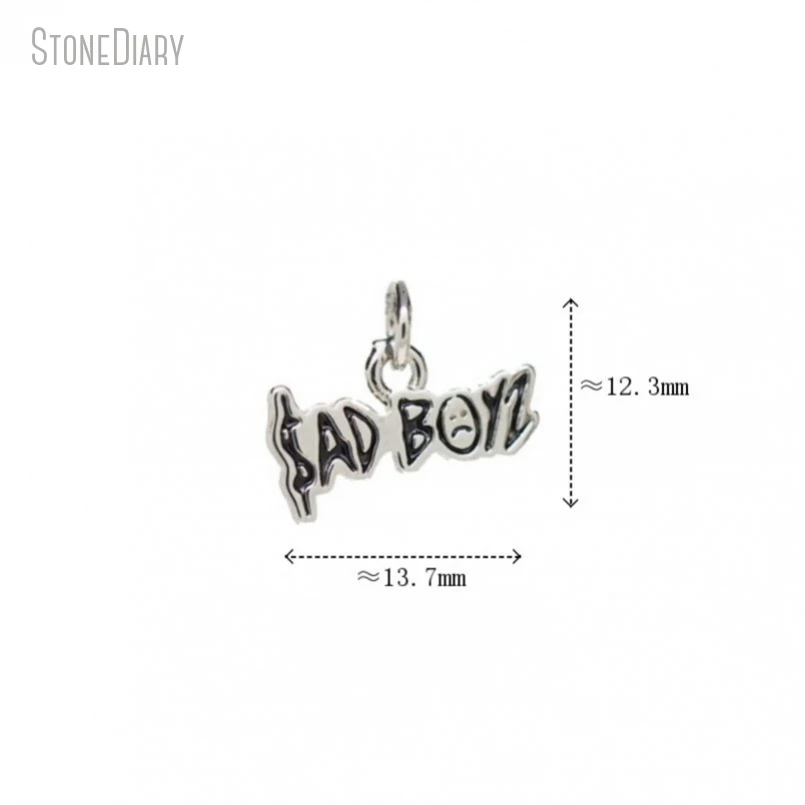 Metal color: Platinum Plated - 10Pcs Letter Sadboyz or Sadgirls Black Enamel  Copper Gold Color Pendant Charms for Jewelry Making