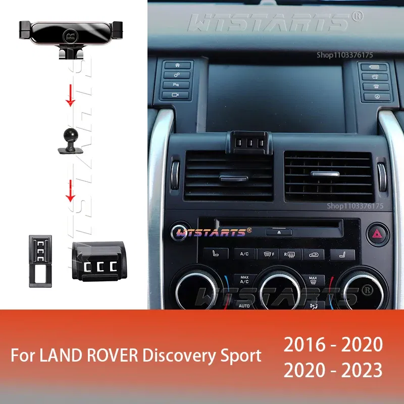 Color Name: Gold - For Land Rover Discovery Sport 2016-2023 Adjustable Car Phone Holder Mobile Mount Gravity GPS Rotatable Navigation Bracket