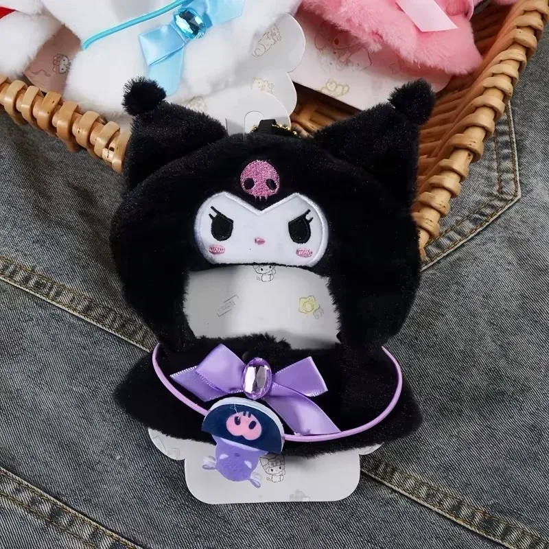 Color: Burgundy - Labubu Sanrio Cape Skirt Suit Sitting Party Hello Kitty Kuromi Clothes Monsters Vinyl Labubu Outfit Clothing Hat Accessory Gift