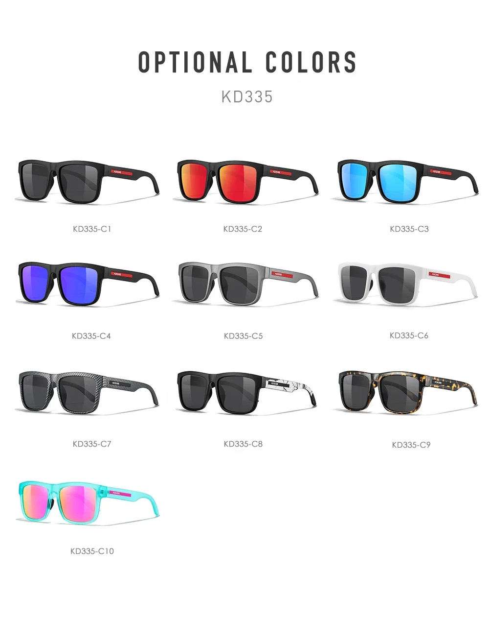 Lenses Color: Blue, Frame Color: black - 2024 KDEAM New Polarized Sunglasses For Men UV400 Protection Lens Black Grey Frame Driving  Sun Glasses Fishing Eyewear