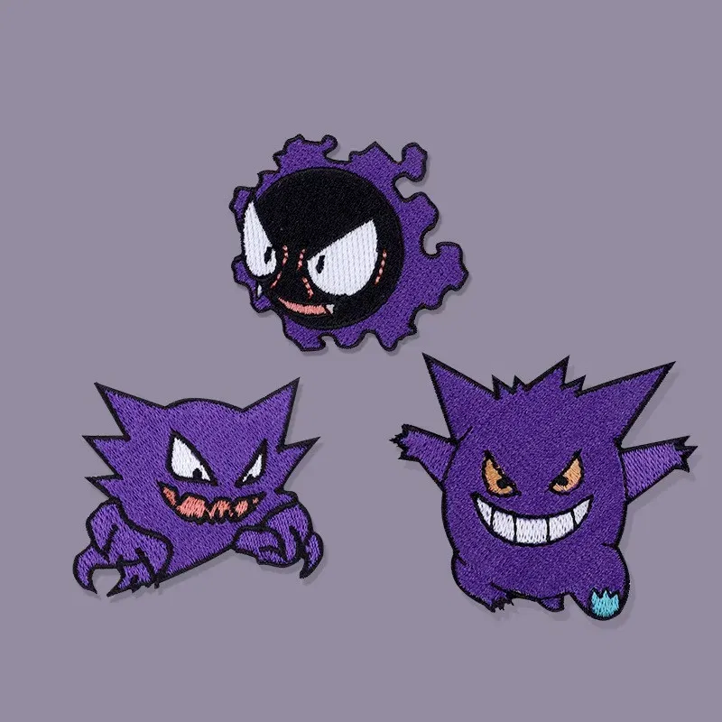 Color: Red - Original Pokemon 3 style Gengar Patch DIY Badge Cloth Patch Embroidery Clothing bag sticker Down Jacket Denim Xmas Gift