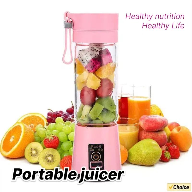 Color: Pink - Portable Mini Blender for Shakes and Smoothies Rechargeable USB 380ML Traveling Fruit Juicer Cup Hand Fruit Blender Juicing Cup