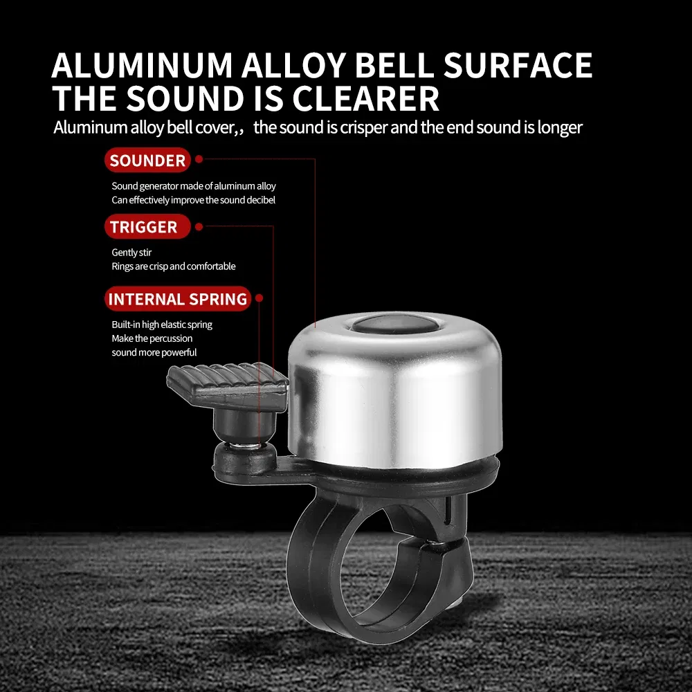 Color: Black - VXM Bicycle Bell MINI Aluminum Alloy Bike Ring Bell Safety Warning Alarm Loud Sound Handlebar Bell MTB Horn Cycling Accessories