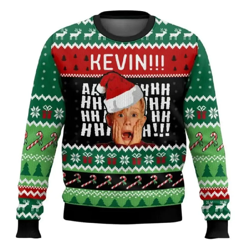 Color: SKY BLUE, Size: 4XL - New Style Sweatshirt For Spending Christmas Alone At Home Ugly Christmas Pullover 2026 Fashionable Casual Couple Sweatshirts